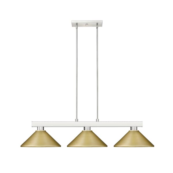 Cobalt 3 Light Billiard Light, Brushed Nickel & Satin Gold